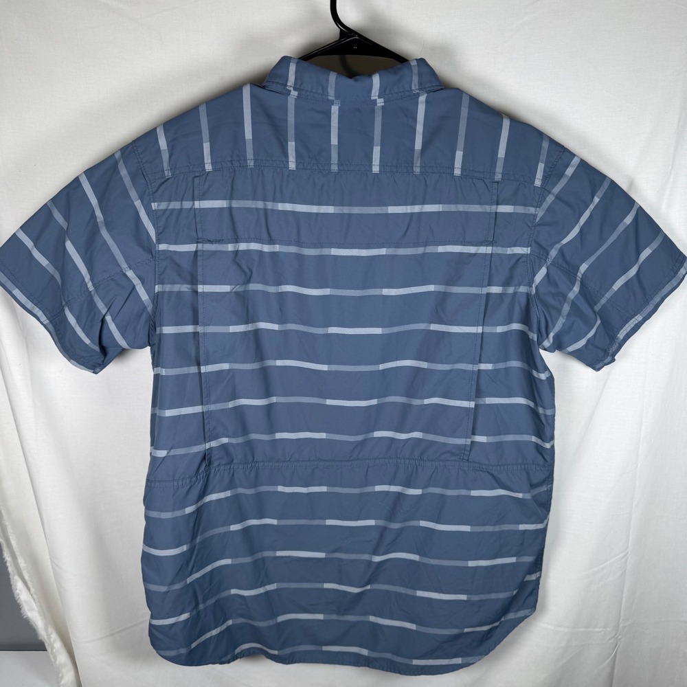 Columbia Button Down Shirt Mens Large Blue Striped Omni-Shade Short Sleeve - Picture 4 of 8